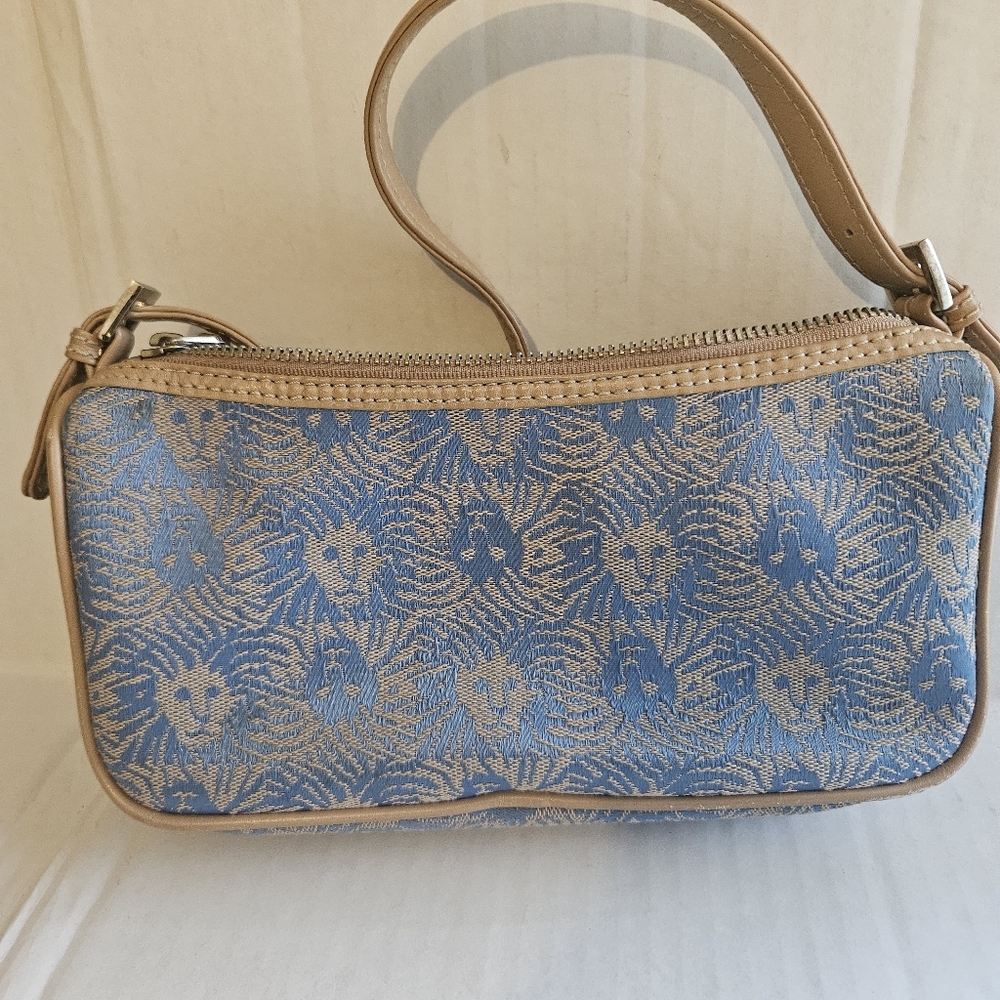 Anne Klein Canvas Blue Baguette Pochette Excellent condition